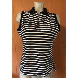 Dockers Golf Striped Sleeveless Polo Top, Large L